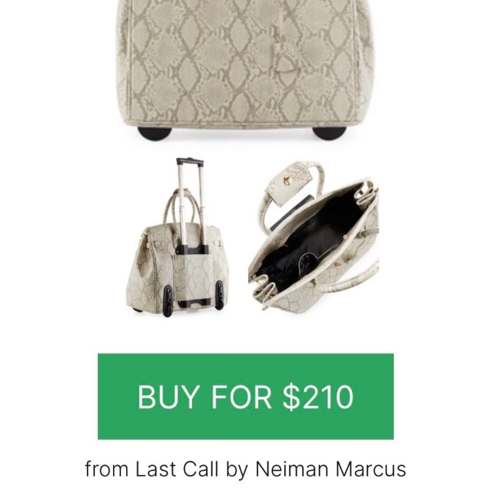 KC Jagger Snake-Embossed Rolling Tote with Top Handles